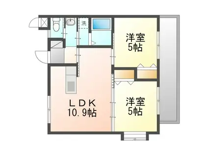 グリーンヒルカラテラス(2LDK/3階)の間取り写真