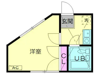 オレンジハウス白楽(ワンルーム/2階)の間取り写真