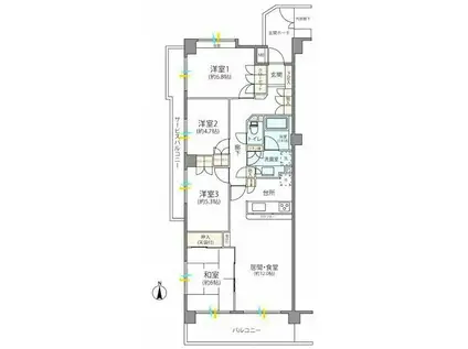 東急ドエルアルス王禅寺(4LDK/3階)の間取り写真
