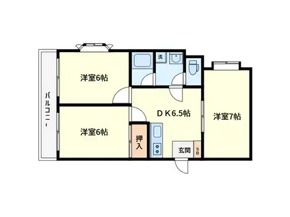 エルベメゾン鹿島(3DK/3階)の間取り写真