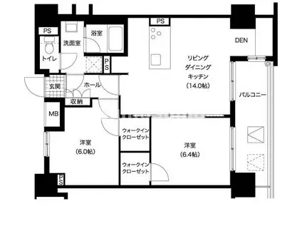 レジディア西新(2LDK/12階)の間取り写真