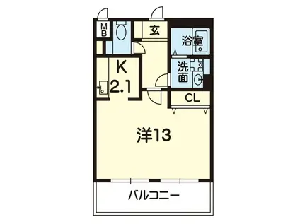 ライズ九品寺II(1K/5階)の間取り写真