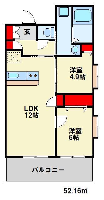アースコート桜通(2LDK/11階)の間取り写真