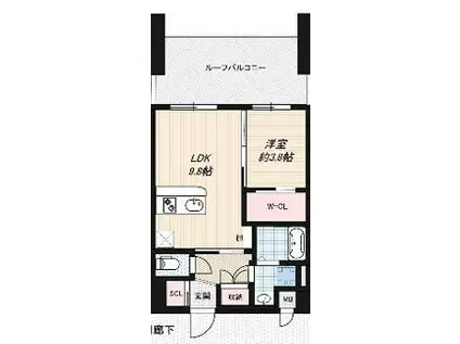 LUXE服部天神(1LDK/6階)の間取り写真