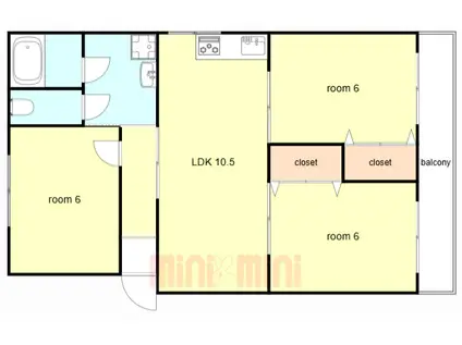 サンハイツ西宮(3LDK/1階)の間取り写真