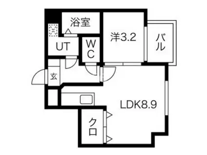 リップル南森町Ⅰ(1LDK/9階)の間取り写真