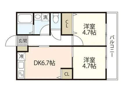 盛林レジデンス A棟(2DK/3階)の間取り写真