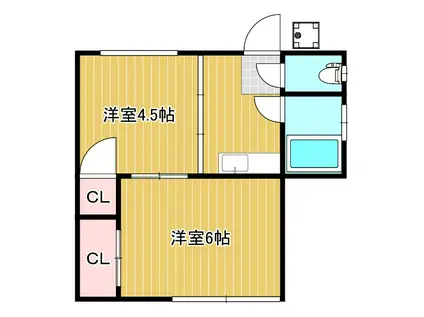 森荘(2K/1階)の間取り写真