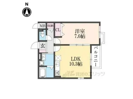 ビルズ(1LDK/2階)の間取り写真