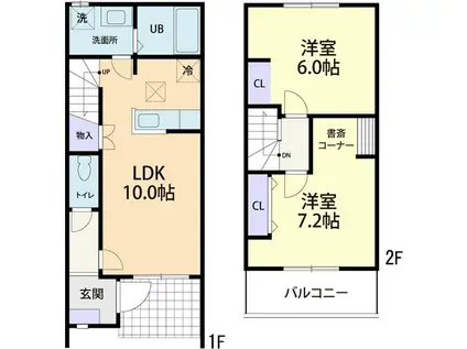 プリオール(2LDK/1階)の間取り写真
