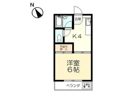 カームハイツI(1K/2階)の間取り写真