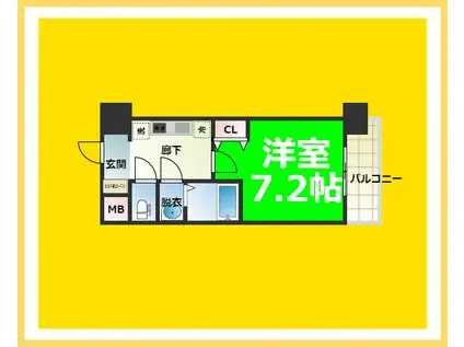 スプランディット難波サウス(1K/9階)の間取り写真