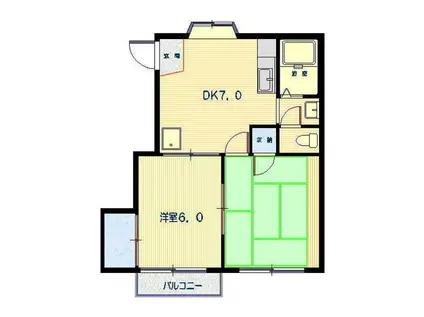 シティハイム高見A(2DK/2階)の間取り写真