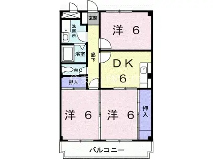 ネオハイツ新富(3DK/3階)の間取り写真