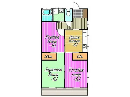 サンハイツ(3DK/2階)の間取り写真
