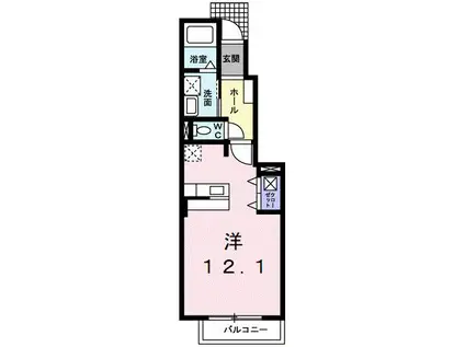 ブルック II(ワンルーム/1階)の間取り写真