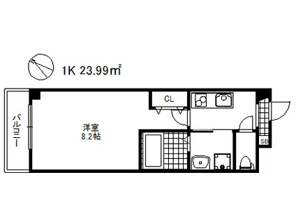 ディースクエア深江本町(1K/4階)の間取り写真