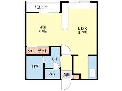 ホークメゾン札幌1号館(1LDK/1階)の間取り写真