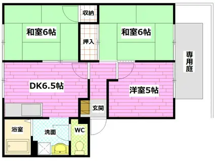 レガートA(3DK/1階)の間取り写真