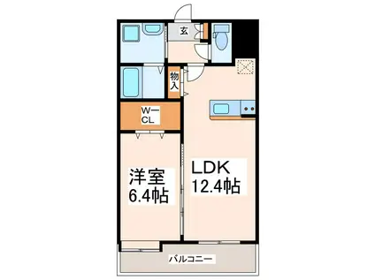 IROHA(1LDK/7階)の間取り写真