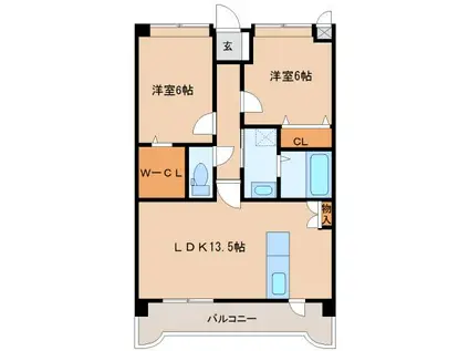 パルデンスエコノV(2LDK/8階)の間取り写真