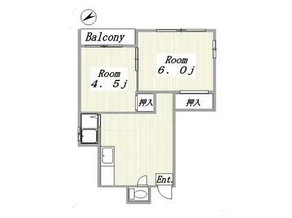 土屋ビル(2DK/4階)の間取り写真
