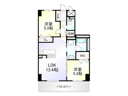 M THE BE KOKURA ENTRADA(2LDK/8階)の間取り写真