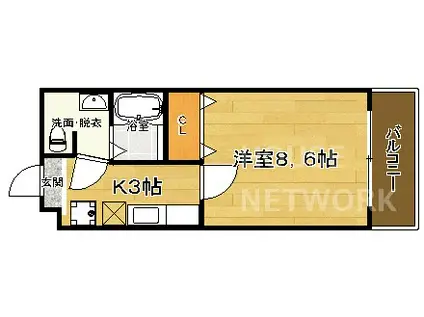 ENVY寺ノ前(1K/3階)の間取り写真