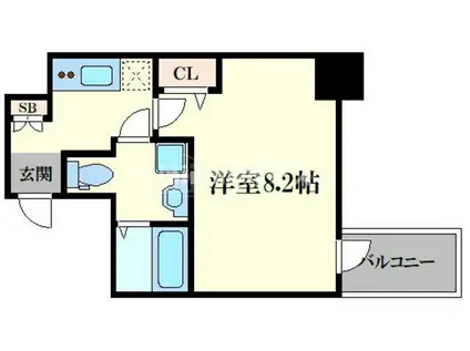 エグゼ難波南VI(1K/11階)の間取り写真