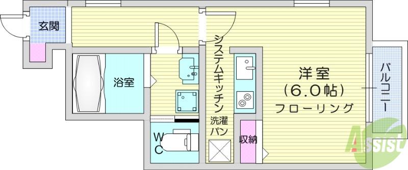LEPROTTO1(ワンルーム/1階)の間取り写真