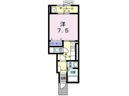 パークサイド I(1K/1階)の間取り写真