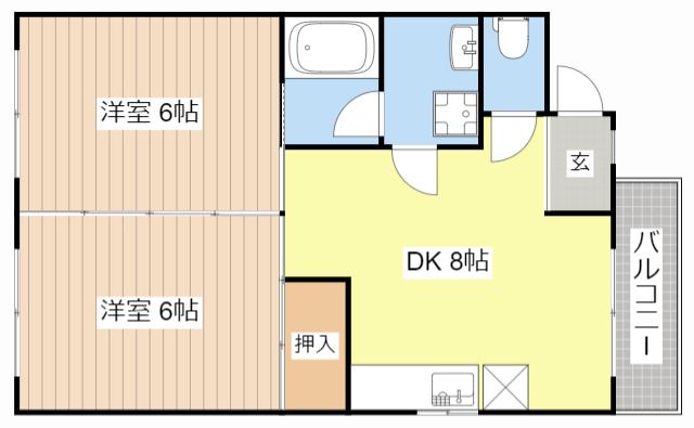 ヴィラコスモス(2DK/2階)の間取り写真