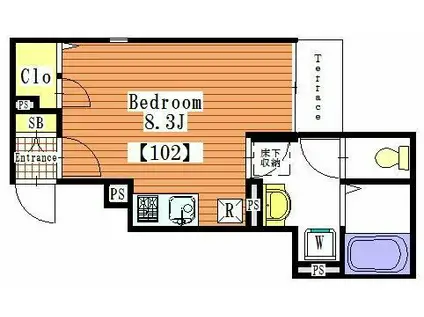 フォレスト鷹ノ羽(ワンルーム/1階)の間取り写真