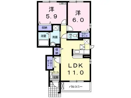 ラフレシール(2LDK/1階)の間取り写真