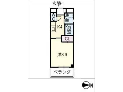 ミキスクエア橋目II(1K/3階)の間取り写真