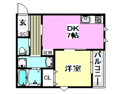 フローリッシュ正雀本町(1DK/3階)の間取り写真