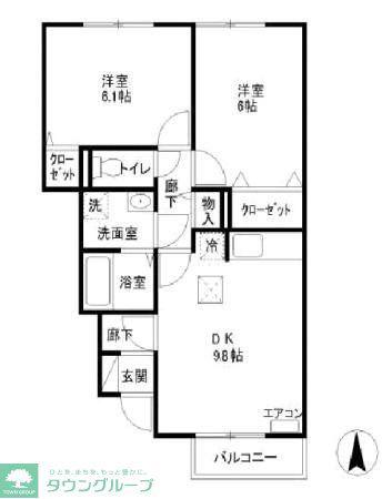 ラプランタンB(2DK/1階)の間取り写真