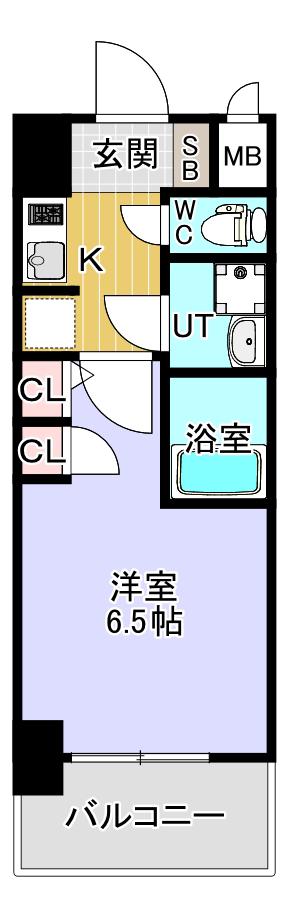 ES-GRANDE長居パークフロント(1K/8階)の間取り写真