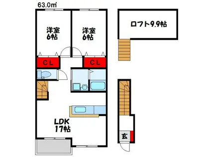 SKY06(2LDK/2階)の間取り写真