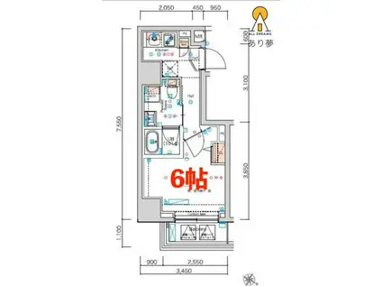 スクエアシティ横濱大通公園AZ(1K/3階)の間取り写真