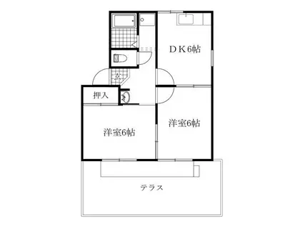 ハイツ白金(2DK/1階)の間取り写真