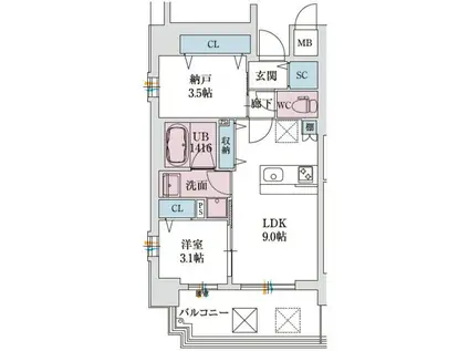 スプランディッド新大阪VIII(1SLDK/2階)の間取り写真