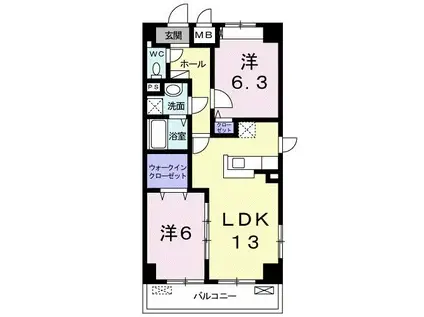 あかやま参番館(2LDK/1階)の間取り写真