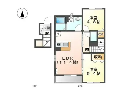 サンスマイル法華(2LDK/2階)の間取り写真