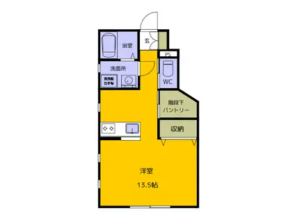 バッカス(ワンルーム/1階)の間取り写真
