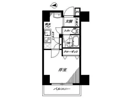G・コンフォート亀戸4丁目(1K/9階)の間取り写真