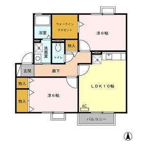 スカイウェーブB(2LDK/2階)の間取り写真