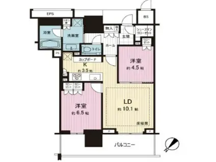 ブランズタワー豊洲(2LDK/6階)の間取り写真
