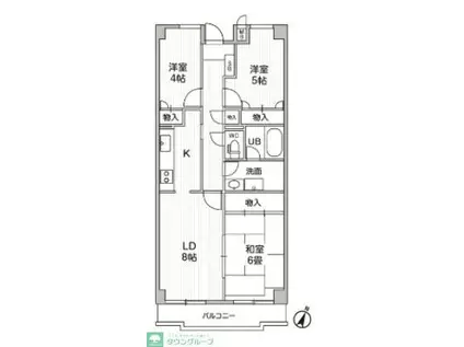 ウエルカーサ花小金井(2SLDK/5階)の間取り写真