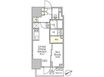ザ・パークハビオ大森山王(1LDK/6階)の間取り写真